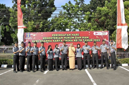 Puncak Rangkaian HUT KUMHAM Ke-78, Kalapas dan Jajaran Ikuti Upacara di Kanwil Bengkulu