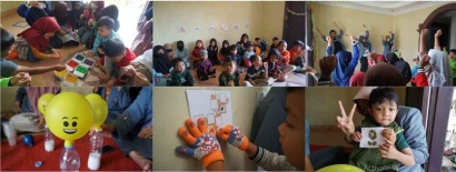 Bermain dan Belajar Bersama Kelompok KKN Desa Lembang di RUMBRELLA (Rumah Belajar Laskar Pelangi)