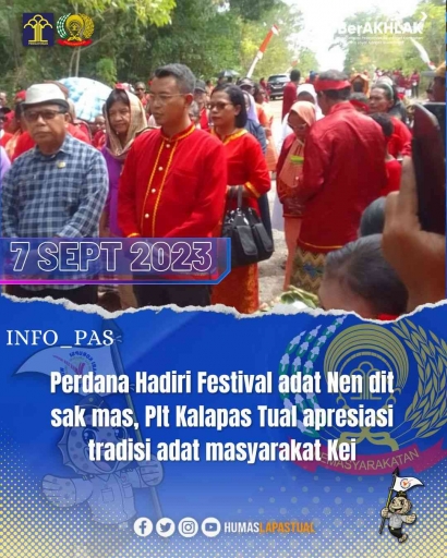 Perdana Hadiri Festival Adat "Nen dit sak mas", Plt Kalapas Tual Apresiasi