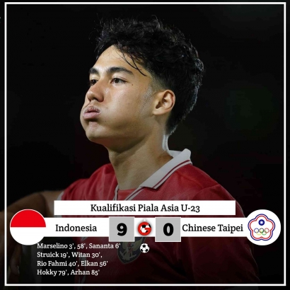 Indonesia Menang Telak 9-0 atas Chinese Taipei