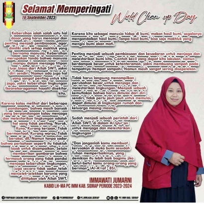 Hari Peringatan World Clean Up Day (16 September 2023) - IMMawati Jumarni