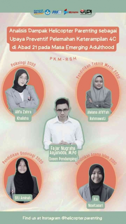 Tim PKM RSH UPI Teliti Fenomena Helicopter Parenting di Abad 21 Melalui Riset Sosial Humaniora di Kota Bandung