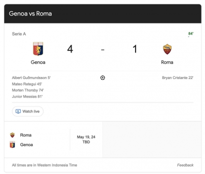 Ditutup 4-1, Pertandingan Genoa vs Roma Sangat Menarik di Laga Serie A