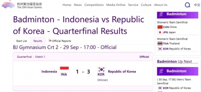 Asian Games Badminton 2023 Men's: Unggulan Pertama Indonesia Takluk atas Korea Selatan