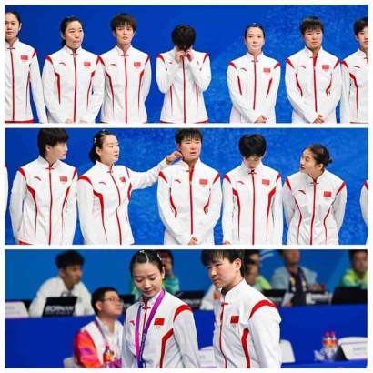 Tim Putri Bulutangkis China Menangis Setelah Gagal Meraih Medali Emas pada Pesta Olahraga Asian Games 2022.