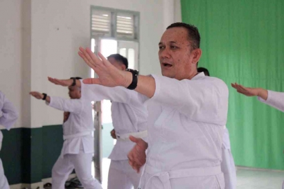 Petugas Lapas Tanjung Raja Ikuti Ujian Kenaikan Sabuk Beladiri Kempo