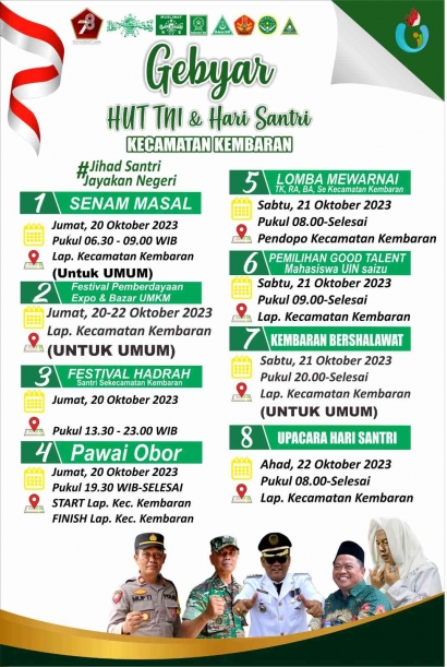 Coming Soon! Berbagai Rangkaian Kegiatan dalam Rangka Memperingati HUT TNI Ke-78 dan Hari Santri Nasional dengan "Kembaran Bershalawat"