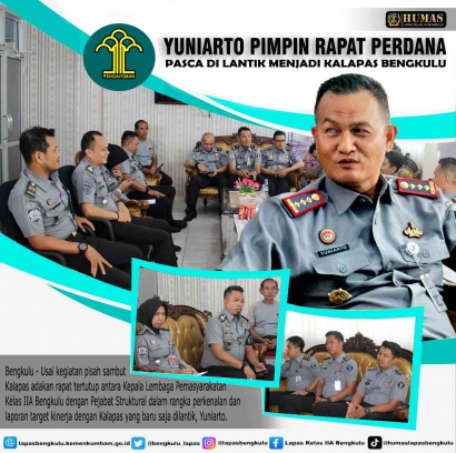 Yuniarto Pimpin Rapat Perdana, Pasca Dilantik Menjadi Kalapas Bengkulu