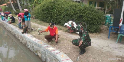 Memeriahkan HUT RI Ke-75, Kepala Desa Banjarsari Bersama Babinsa Banjarsari Gelar Lomba Mancing