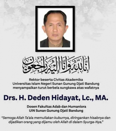 Innalilahi, Wakil Katib PWNU Jawa Barat, Drs. H. Deden Hidayat, Lc, MA Meninggal Dunia