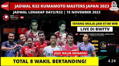 Mendebarkan! Intip Jadwal dan Drawing Lengkap Babak 32 Besar Kumamoto Masters 2023 (15/11)