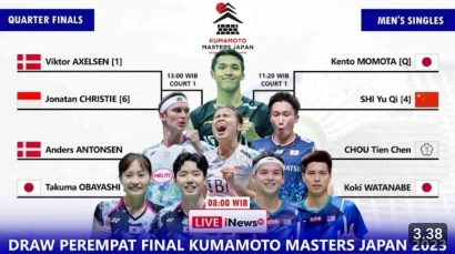 Partai Hidup Mati! Intip Jadwal dan Drawing Lengkap Babak Perempat Final Kumamoto Masters 2023 (17/11)