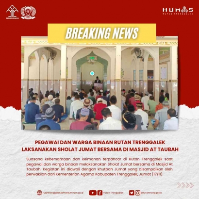 Pegawai dan Warga Binaan Rutan Trenggalek Laksanakan Sholat Jumat Bersama di Masjid At Taubah