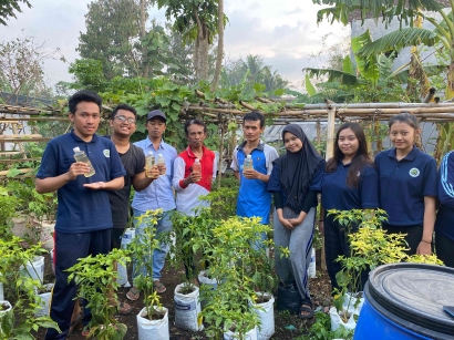 Mahasiswa KKN Universitas Negeri Malang Gandeng Warga Desa Pakisjajar dalam Pengaplikasian Pupuk Organik (POC) dari Urine Sapi untuk Tanaman