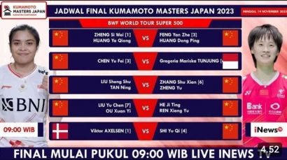 Partai Hidup Mati! Intip Jadwal dan Drawing Lengkap Babak Final Kumamoto Masters 2023 (19/11)
