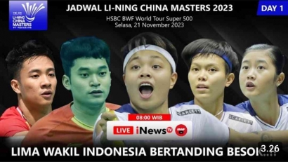 Fantastis! Intip Jadwal dan Drawing Lengkap Babak 32 Besar China Masters 2023