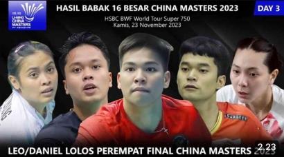 Mantap! Intip Hasil Lengkap Semua Negara di Babak 16 Besar China Masters 2023 (23/11)