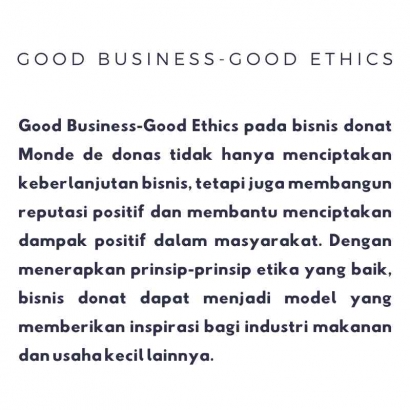 Analisis Komparatif Good Business - Good Ethics atau Good Ethics - Good Business Pada Proposal Donat " Monde de Donas "