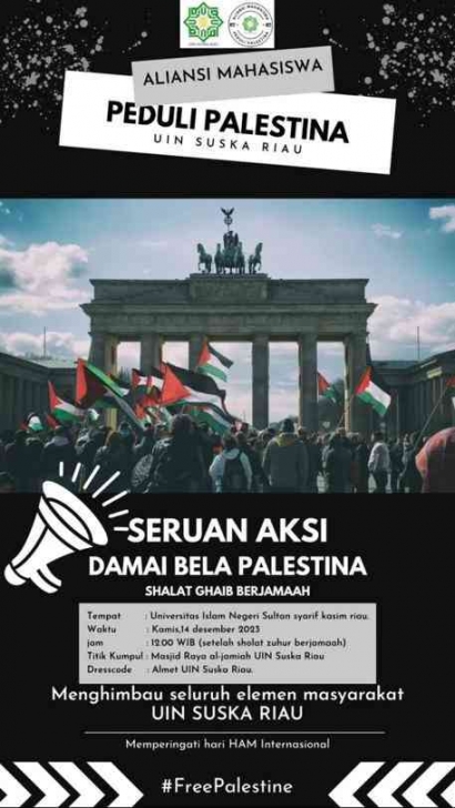 Universitas Islam Negri Sultan Syarif Kasim Riau Gelar Shalat Gaib Berjamaah: Untuk Seruan Aksi Damai Bela Palestina