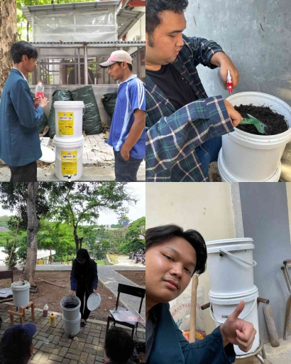 Memanfaatkan Sampah Organik, Mahasiswa KKN Tematik Membuat Komposter Tumpuk di Lingkar Kampus Universitas Diponegoro