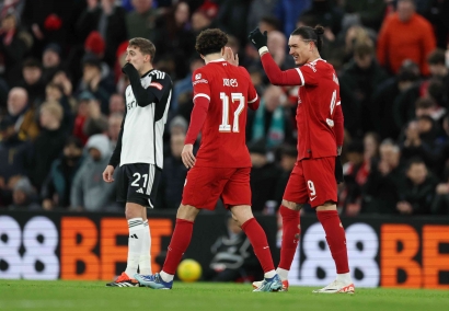 Liverpool Come back dalam Waktu 3 Menit, Redam Fulham 2-1