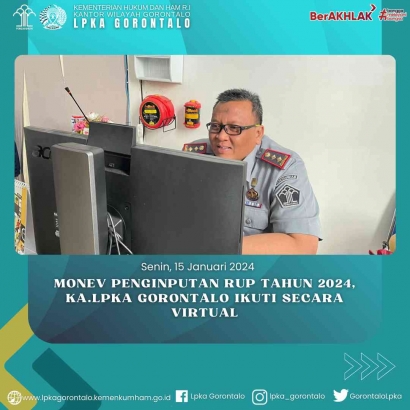 Monev Penginputan RUP Tahun 2024, Kepala LPKA Gorontalo iktui Secara Virtual