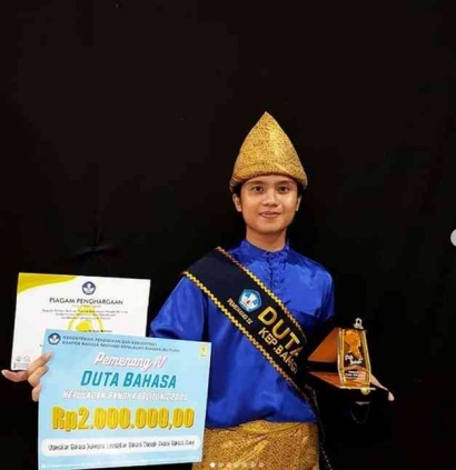 Jihad Muamar Mahasiswa UPJ Bintaro Raih Juara 4 Duta Bahasa Kepulauan Bangka Belitung Tahun 2021