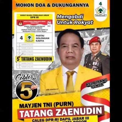Mayjen TNI (Purn) Tatang Zaenudin, Caleg DPR RI Partai Golkar Nomor Urut 5 Dapil III Jabar