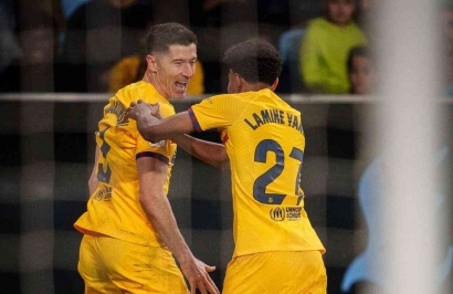 Penalti Lewandowski di Menit Perpanjangan Waktu Bawa Barcelona Unggul 2-1 Atas Celta Vigo