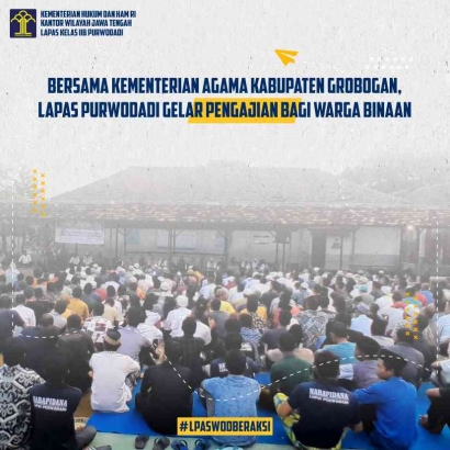Bersama Kementerian Agama Kabupaten Grobogan, Lapas Purwodadi Gelar Pengajian bagi Warga Binaan