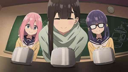 Sinopsis dan Nonton Anime Yuru Camp Season 3 Episode 1, Nadeshiko Membuat Kompor Alkohol