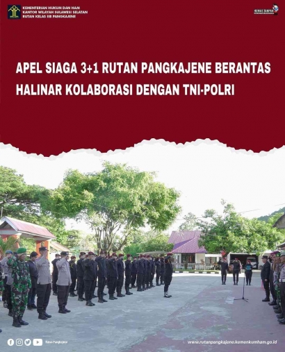 Apel Siaga 3+1 Rutan Pangkajene Berantas Halinar Kolaborasi dengan TNI-Polri