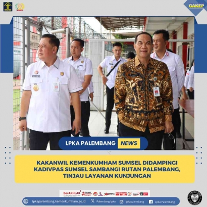 Kakanwil Kemenkumham Sumsel didampingi Kadivpas Sumsel Sambangi Rutan Kelas I Palembang, Tinjau Layanan Kunjungan