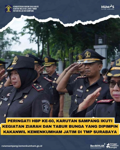 Peringati HBP Ke-60, Karutan Sampang Ikuti Kegiatan Ziarah dan Tabur Bunga yang Dipimpin Kakanwil Kemenkumham Jatim di TMP Surabaya