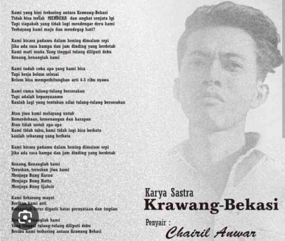Puisi " Karawang Bekasi " Motivator Perjuangan Tahun 1945