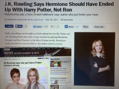 Pengakuan JK Rowling: Harry Potter Harusnya Berpasangan Dengan Hermione