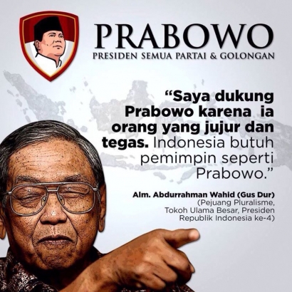 Prabowo Membual Didukung Gus Dur Jadi Presiden 2014?