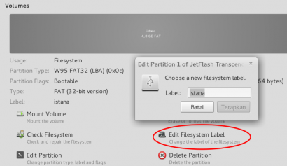 Mengganti Label Flashdisk di Linux