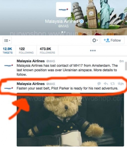 Firasat Jatuhnya Pesawat MH17 Malaysia Airlines di Twitter
