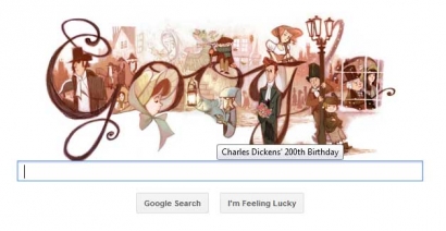 Google Doodle Hari Ini Memperingati HUT Novelis Terkenal "Charles Dickens"