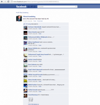 Benarkah Facebook Tifatul Sembiring Di-hack?