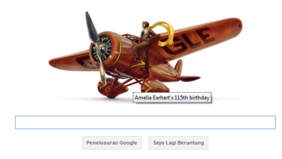 Google Doodle Hari Ini Memperingati HUT Amelia Mary Earhart