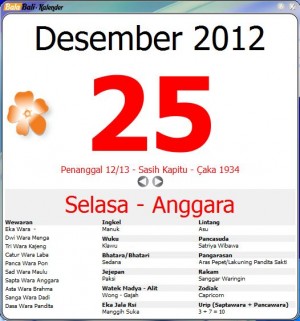 Membaca Kalender Bali untuk Tanggal 25 Desember 2012