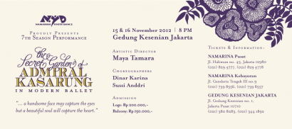 Namarina Youth Dance presents: 7th Season Performance: 'The Secret Garden of Admiral Kasarung' in modern ballet at Gedung Kesenian Jakarta 15-16 Nov, 8pm