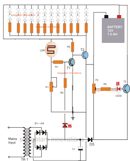 Diagram Lampu Emergency dengan Baterai