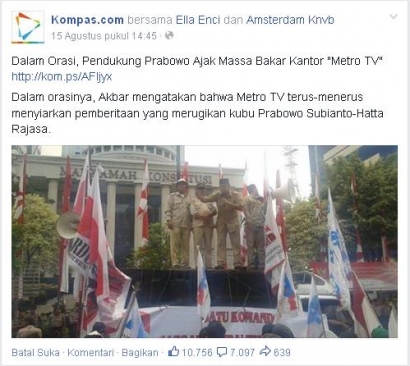 Kompas.com Memberikan Apresiasi Kepada Pendukung Prabowo
