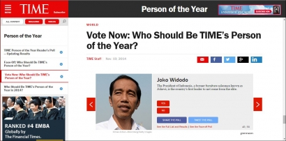 Jokowi Kuda Hitam, Vote PM India Turun di Polling "TIME's Person of the Year 2014"