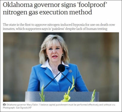 Oklahoma Sahkan UU Eksekusi Mati, Tak Manusiawi namun Sepi Kecaman